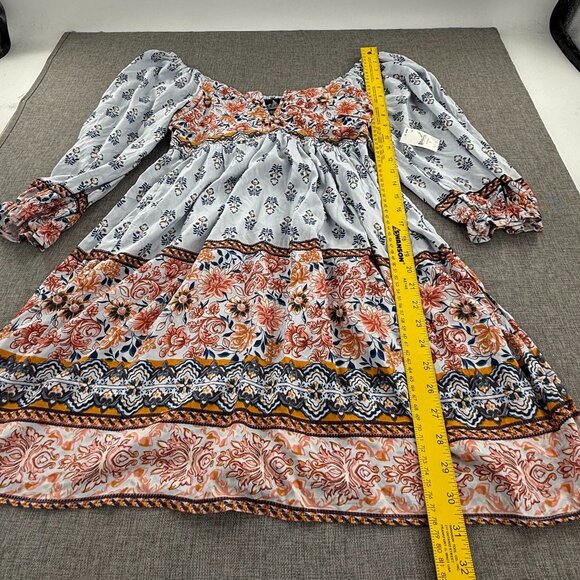 NEW! Angie Mini Dress Small Peasant, Boho Rayon Floral - Picture 5 of 10